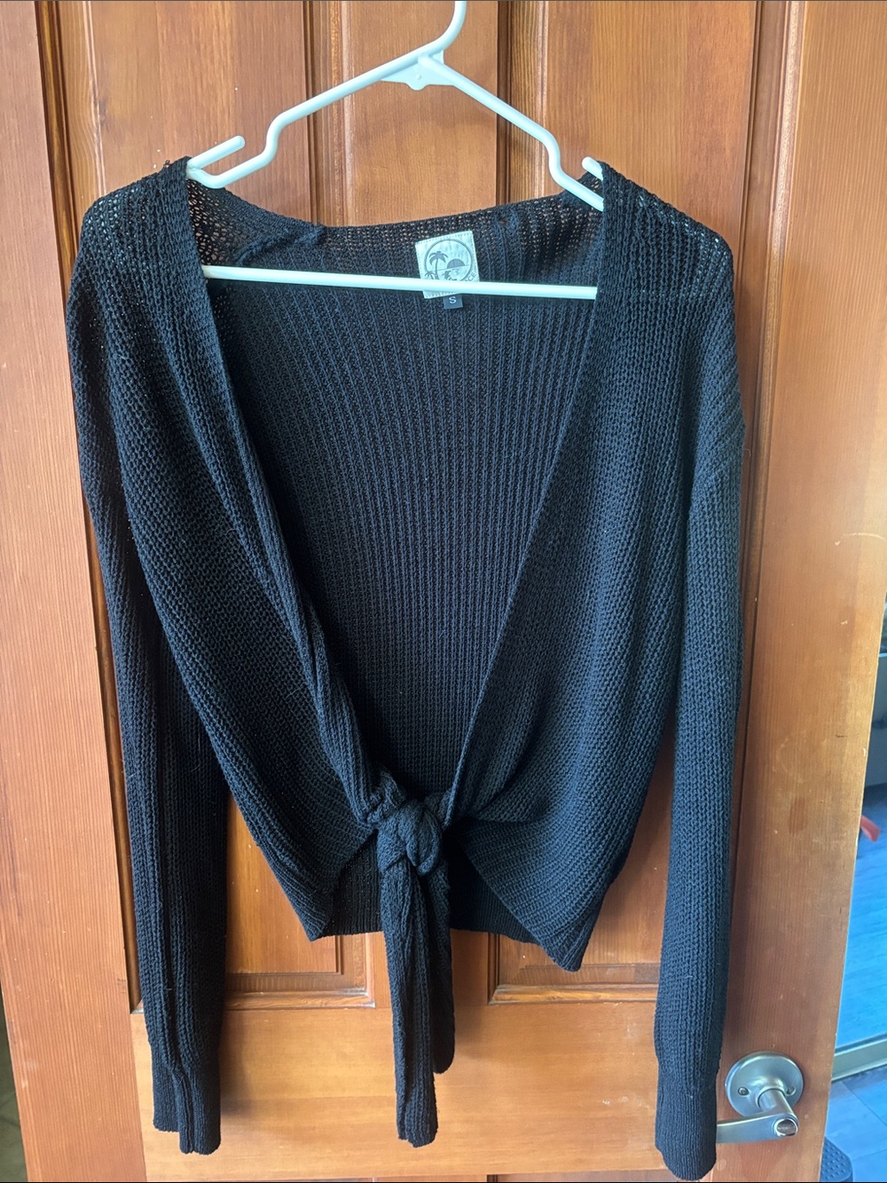 Knot-Front Black Knit Camisole Top